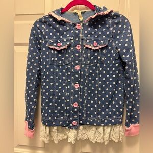 Matilda Jane Blue Polka Dot Jacket with Hoodie